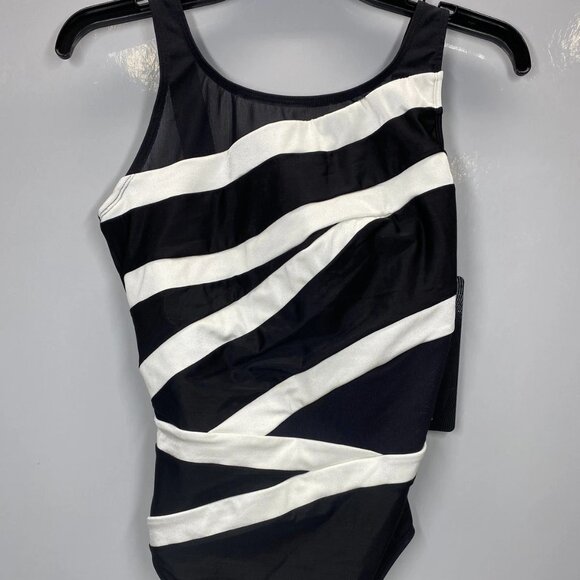Miraclesuit Somer Pointe Spectra One-Piece Swimsuit • Size 12 • Black/White - Picture 1 of 9